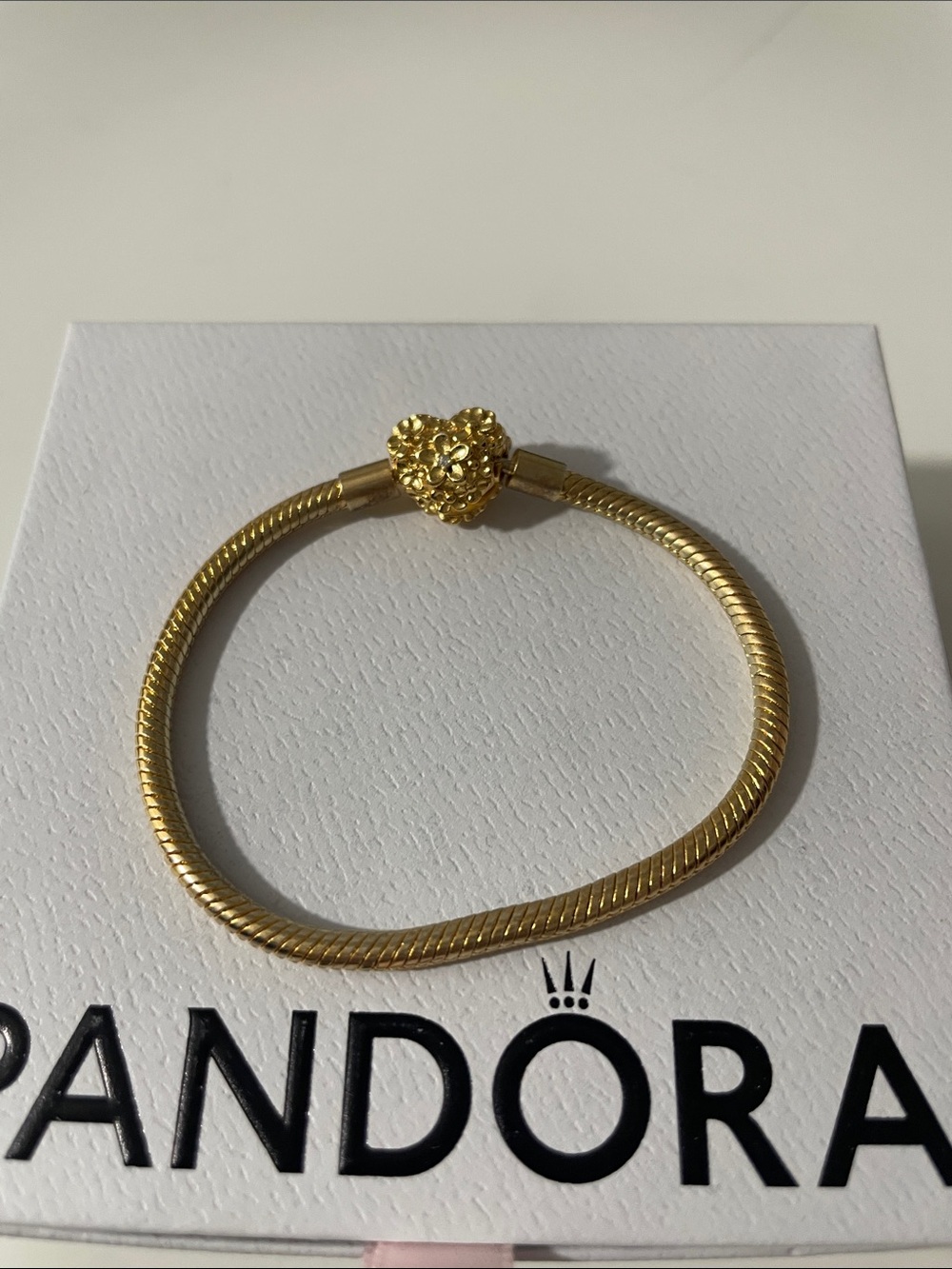 Pandora Gold-Tone Snake Chain Bracelet with Ornate Clasp